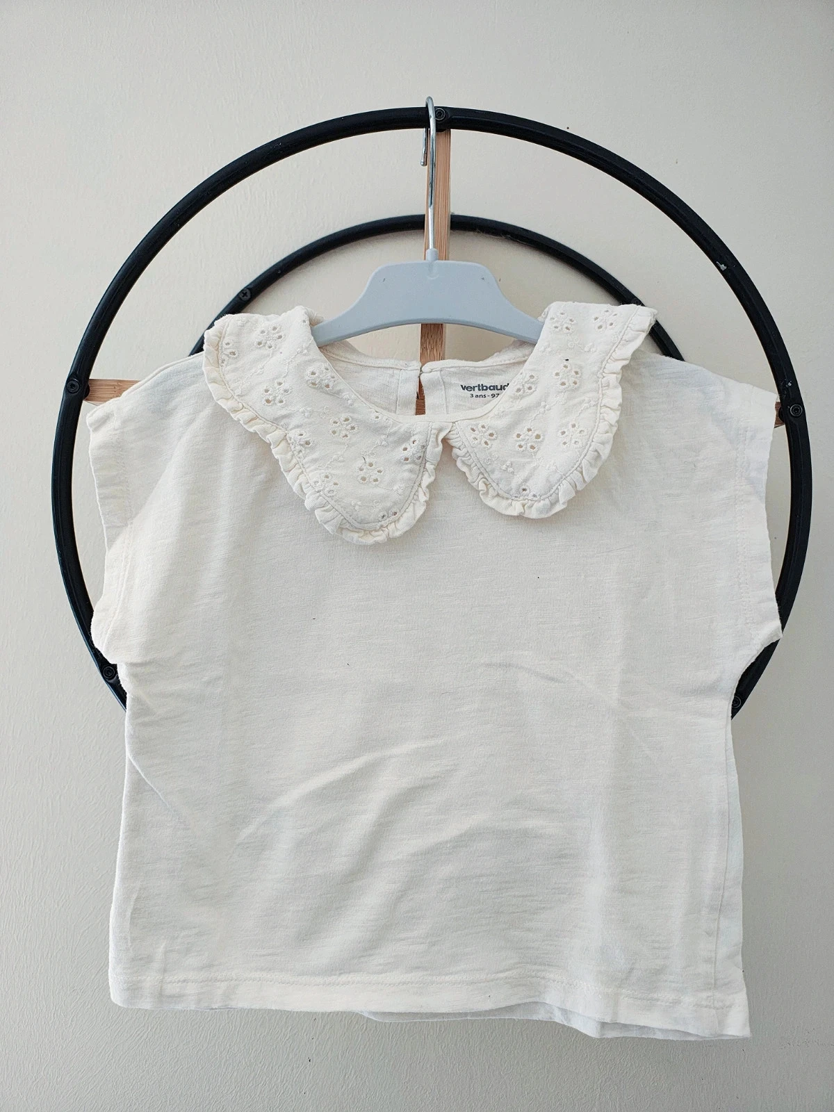 3 ans Teeshirt été Col broderie crème Vertbaudet